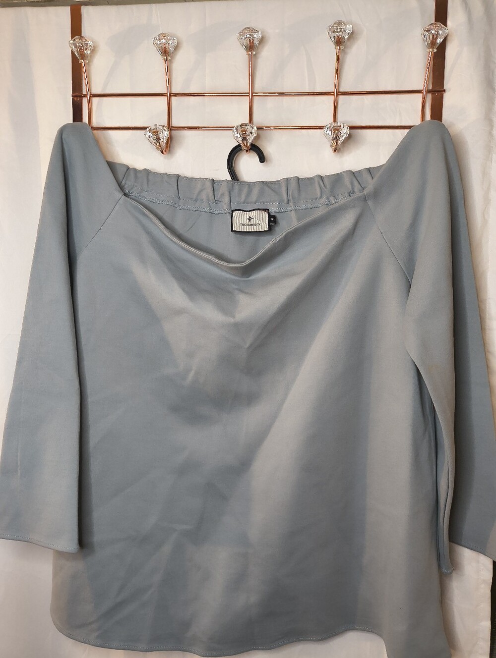 Tuckernuck Soft Blue Off-Shoulder Knit Top